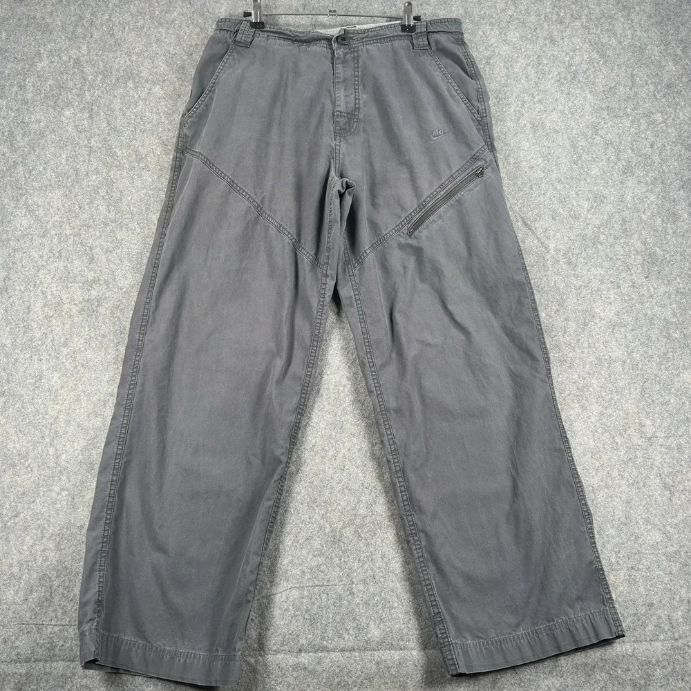 Vintage Nike Pants Mens 33 Gray Sportswear Cotton Cargo Zip Pocket